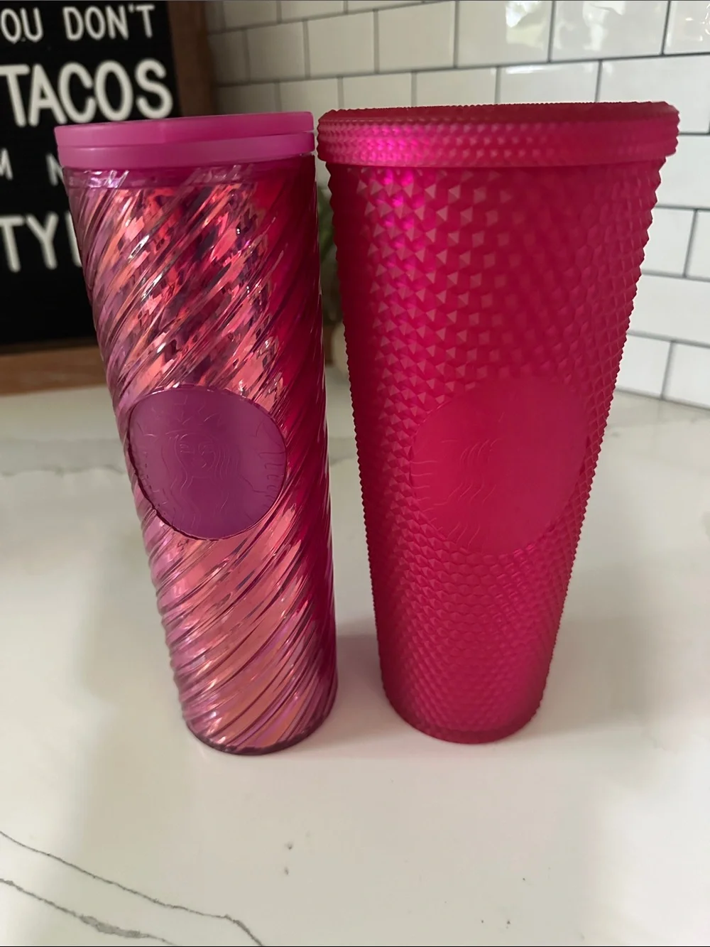Starbucks Pink Textured & Swirl Tumbler Duo